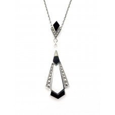 collier rétro - onyx et nacre