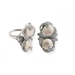 bague rétro - nacre - perle d'eau douce