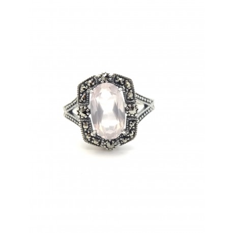 bague rétro - Quartz Rose